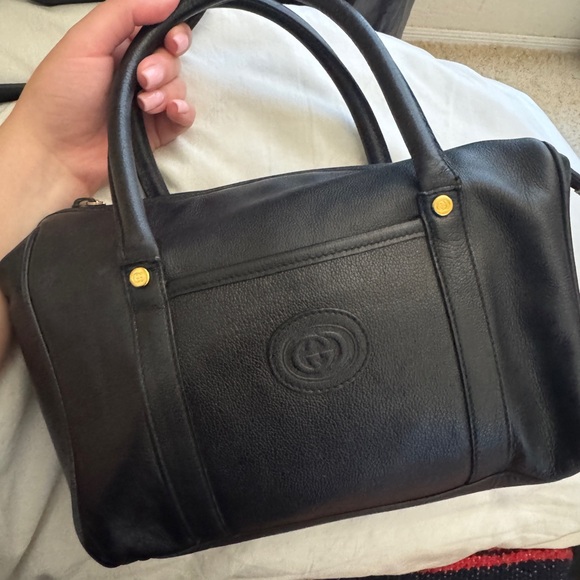 Gucci Vintage Black Leather Barrel Satchel - Picture 2 of 11